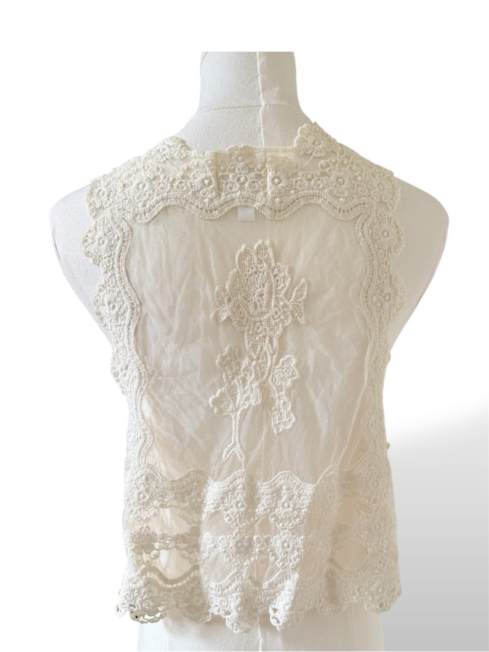 RoomMates Lace Crochet Open-Front Vest - Picture 2 of 5